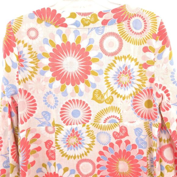 Boden 100% linen kaftan tunic shift dress Size 10 floral beach coastal cruise - Picture 8 of 9